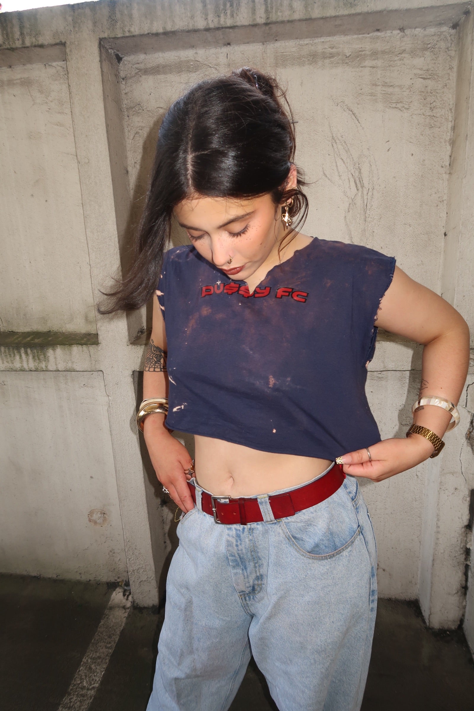 OYE REWORKED FC™ NAVY TEE BLEACHED