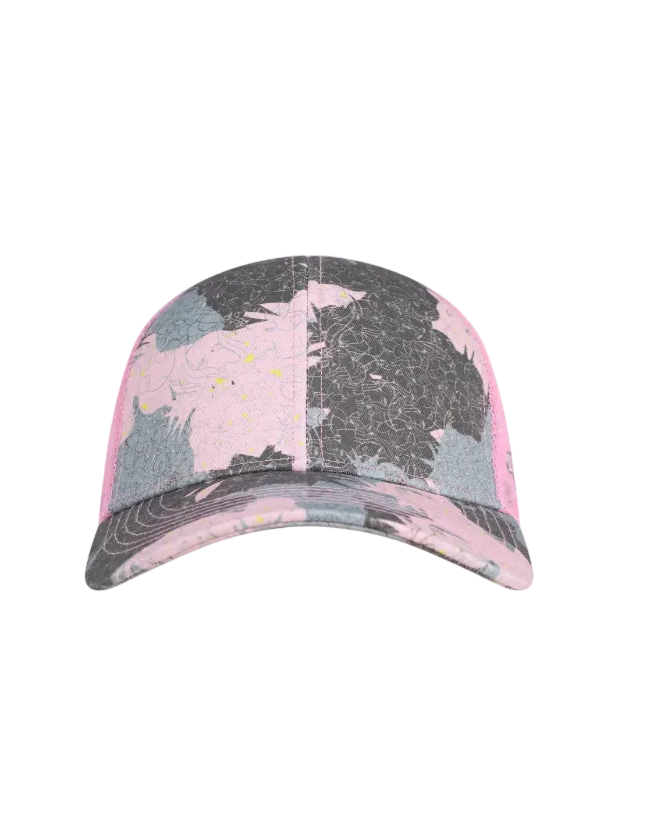 Pink and gray camouflage cap on a white background