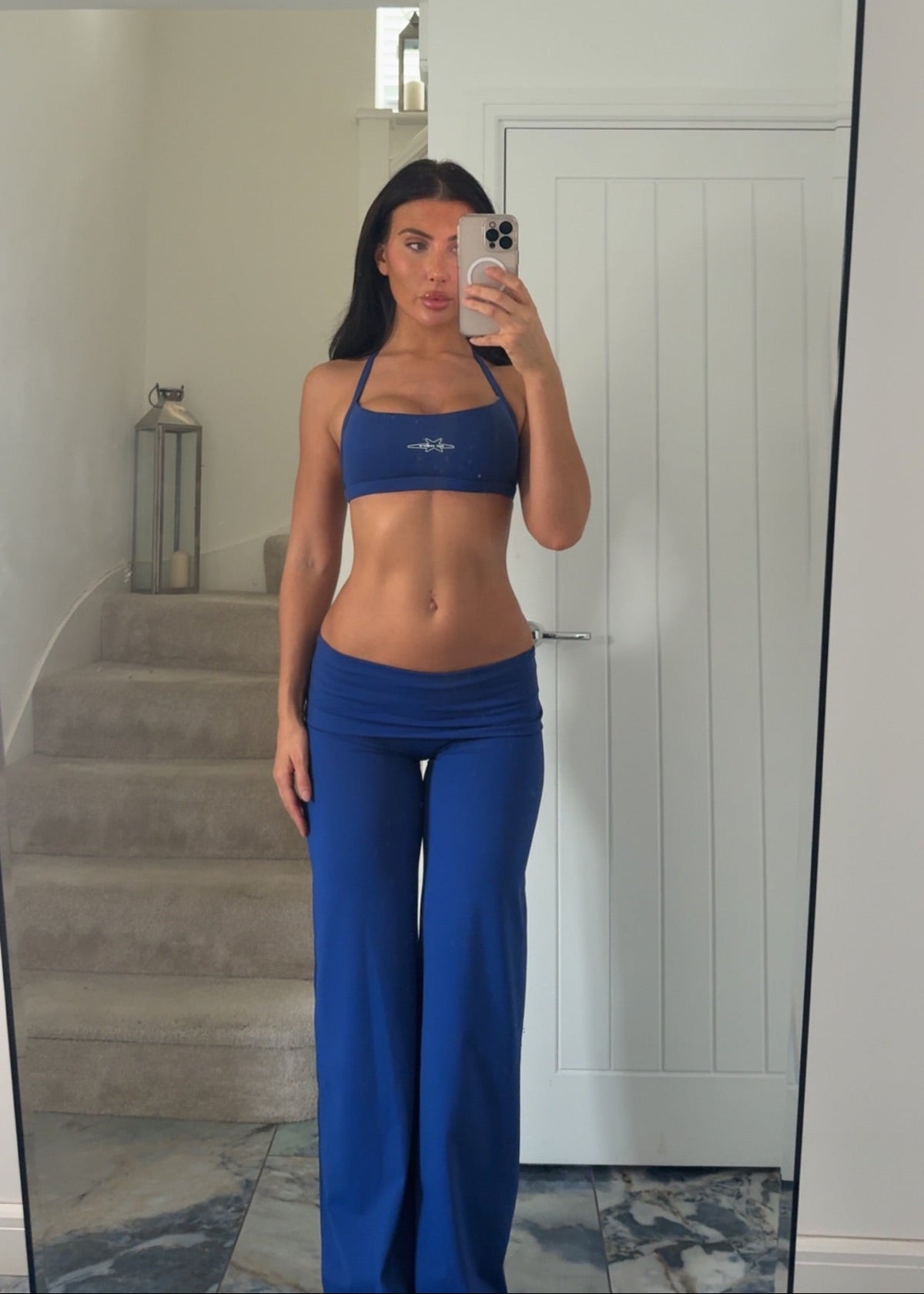 Shape Fold-over Wide Leg Pants - Cobalt