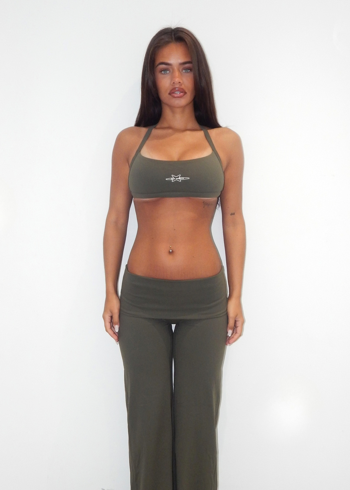 Shape Fold-over Wide Leg Pants - OLIVE
