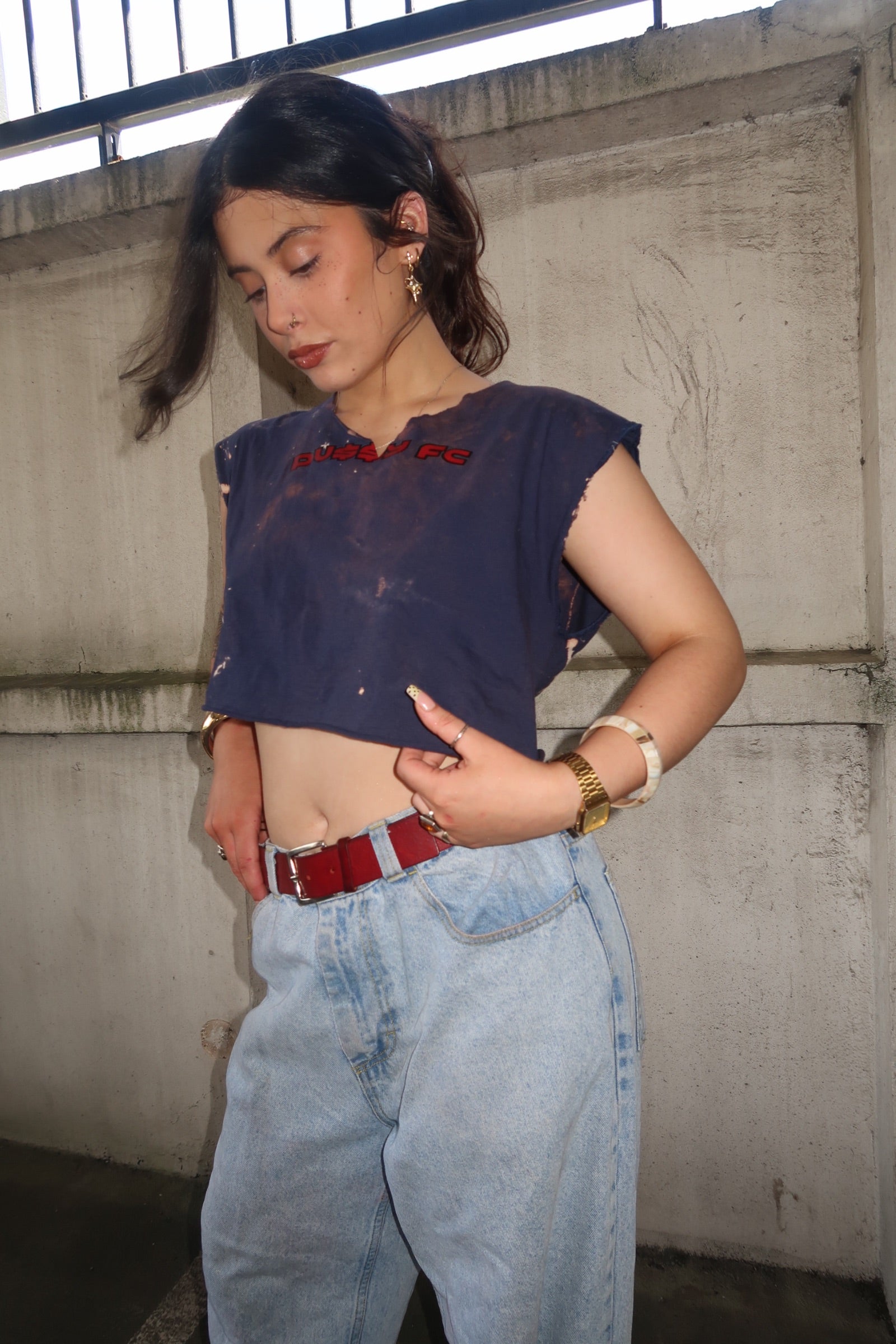 OYE REWORKED FC™ NAVY TEE BLEACHED