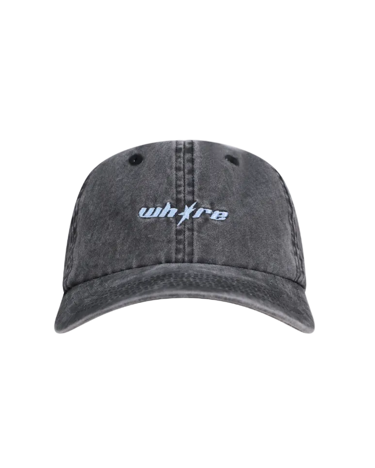Black cap with 'whcre' logo on a white background